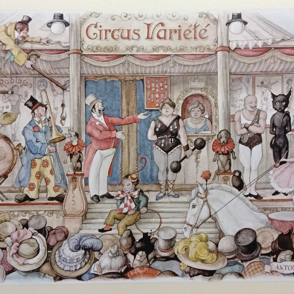 Art Vintage Original 1970 Print Anton Pieck CIRCUS VARIETE' Donald Art Holland